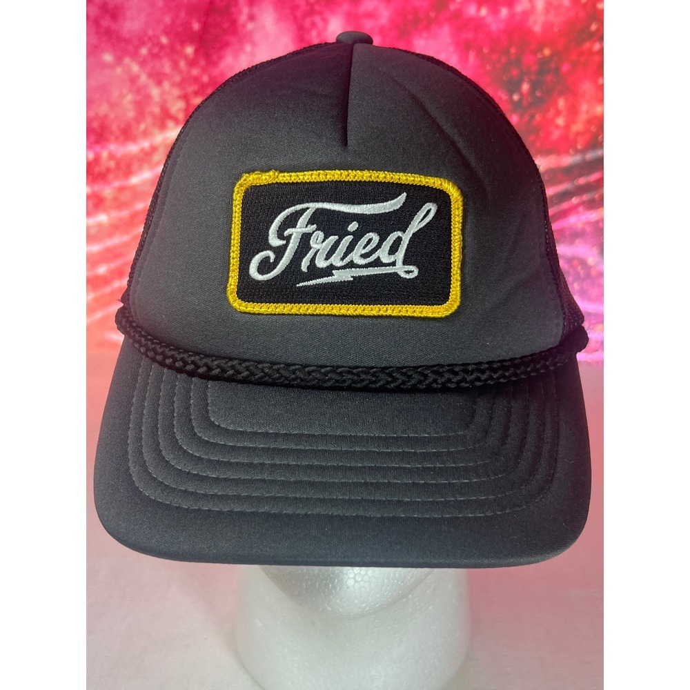 Fried Ford Logo Parody Trucker Hat Black Mesh Snapback Rope Cap